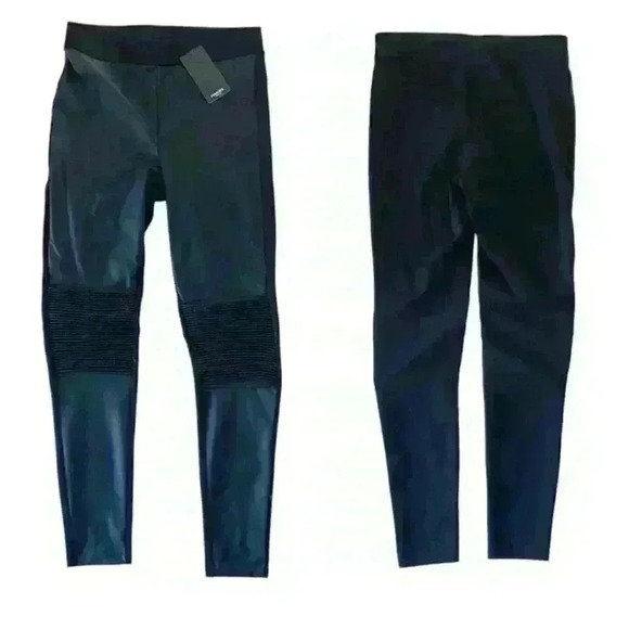 Mango Faux Leather Front with Ruched Knees Size Medium NWT  - Picture 1 of 6